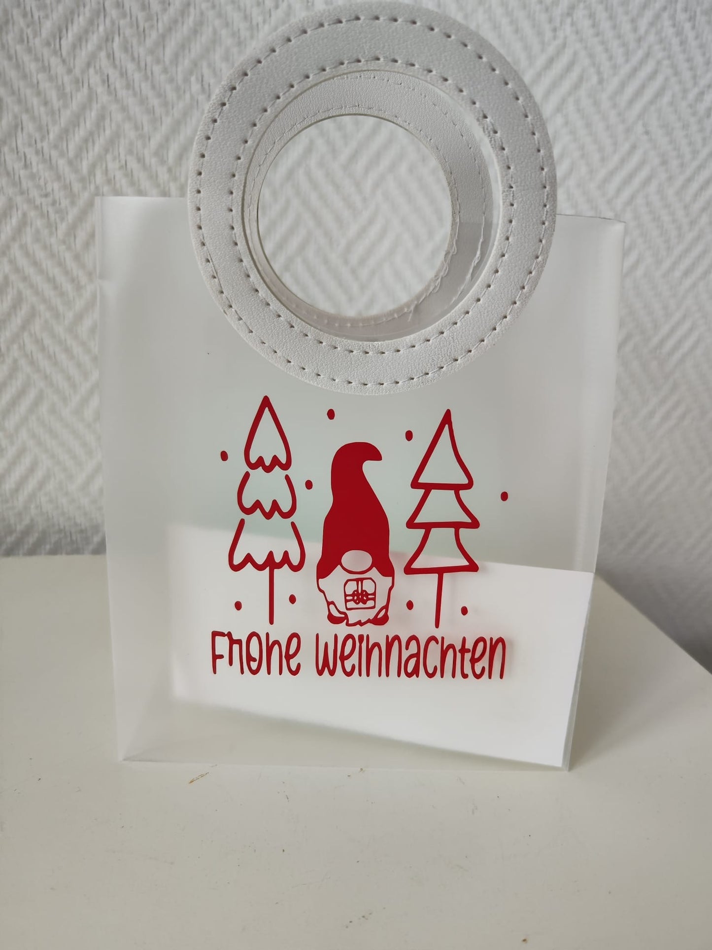 Geschenktasche Matt Kunststoff mit Kunstledergriff 19,5 x 8 x 17
