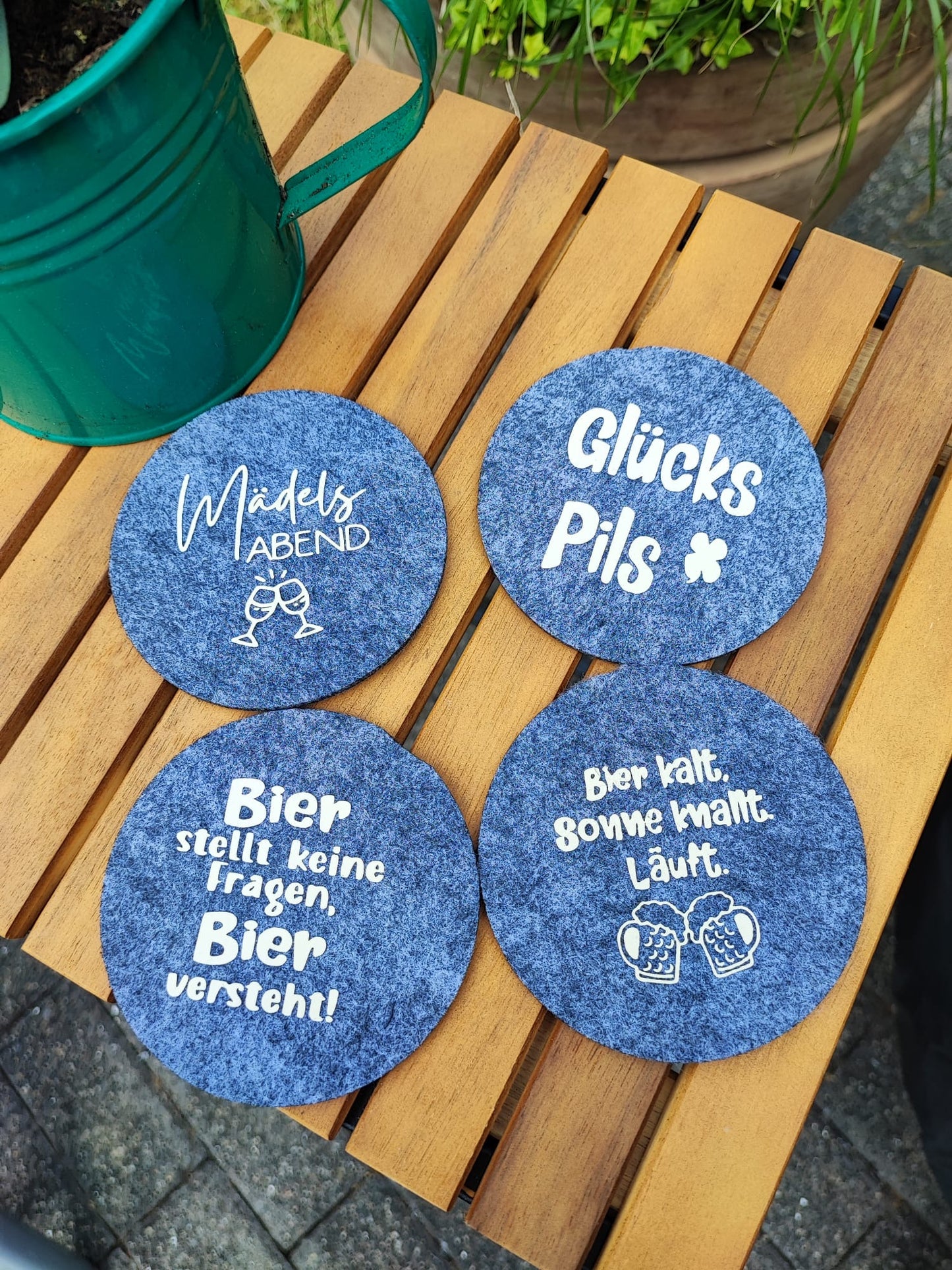 Filzuntersetzer mit Spruch - witzig,praktisch & dekorativ 4er Sets