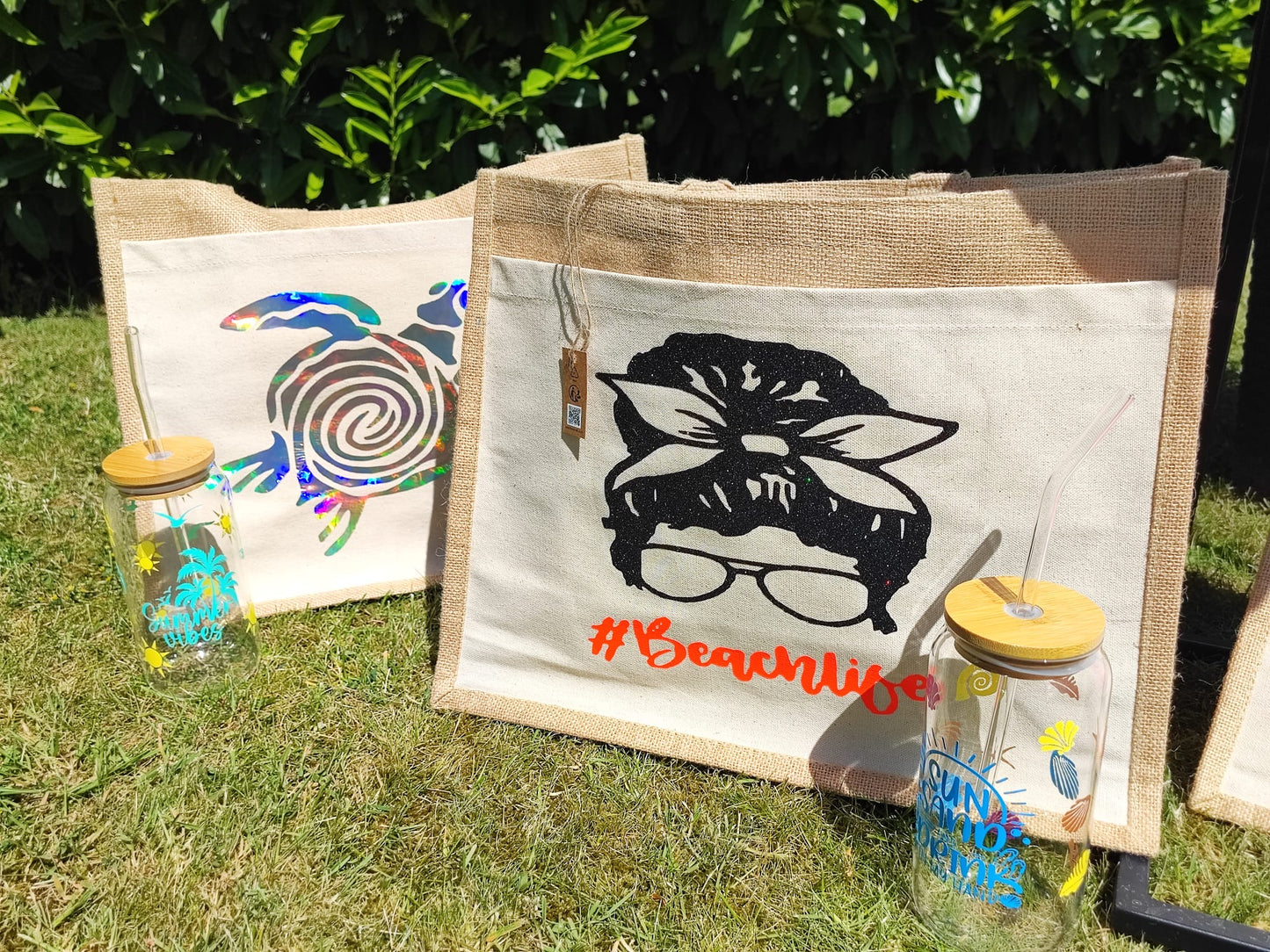 Jute Taschen mit Plott 42x33x19
