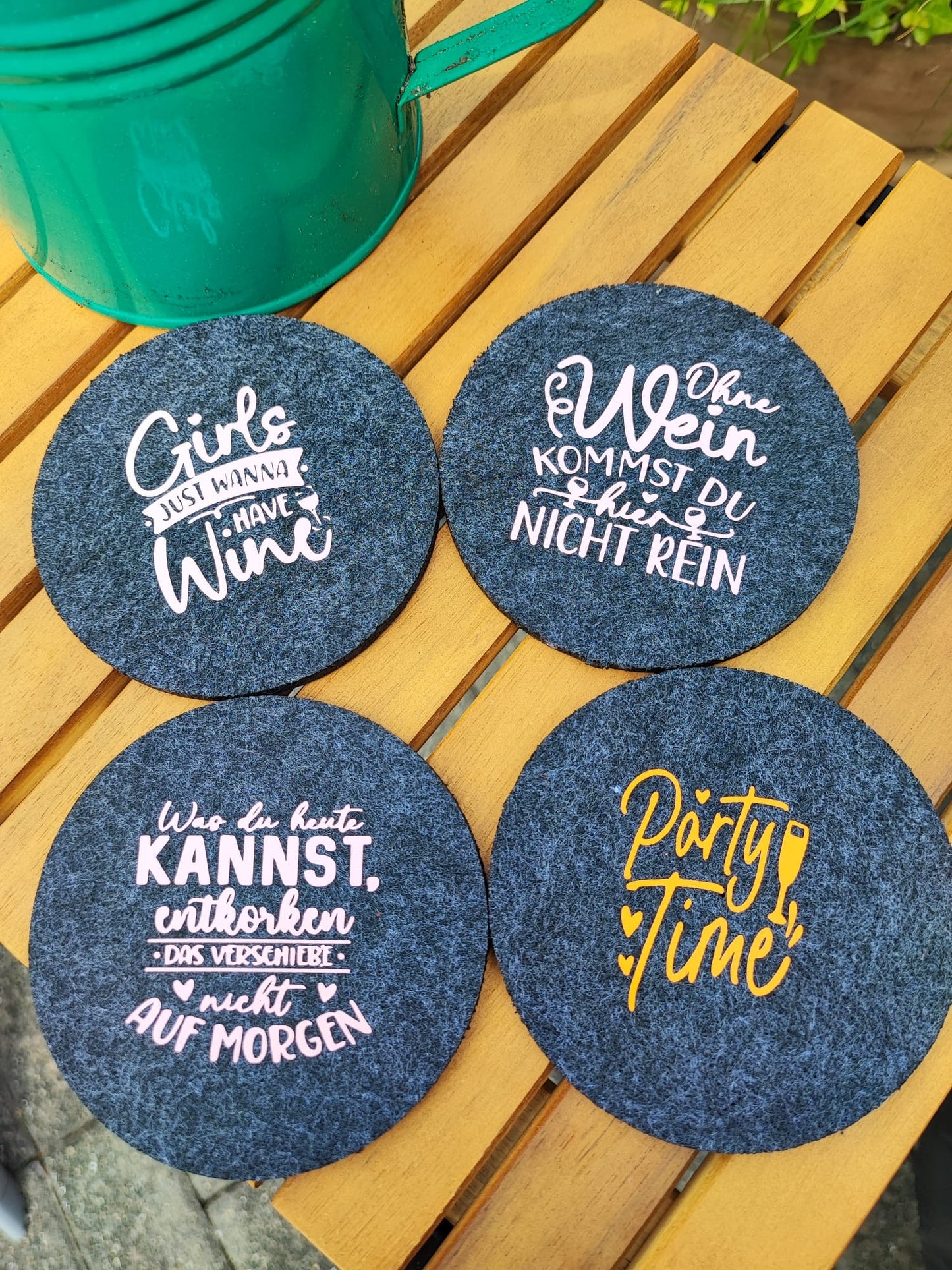 Filzuntersetzer mit Spruch - witzig,praktisch & dekorativ 4er Sets