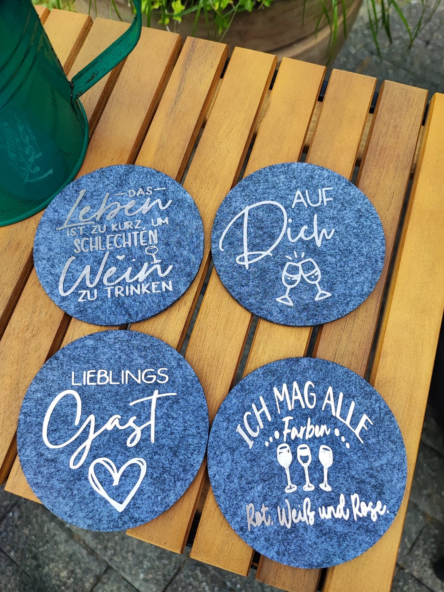 Filzuntersetzer mit Spruch - witzig,praktisch & dekorativ 4er Sets