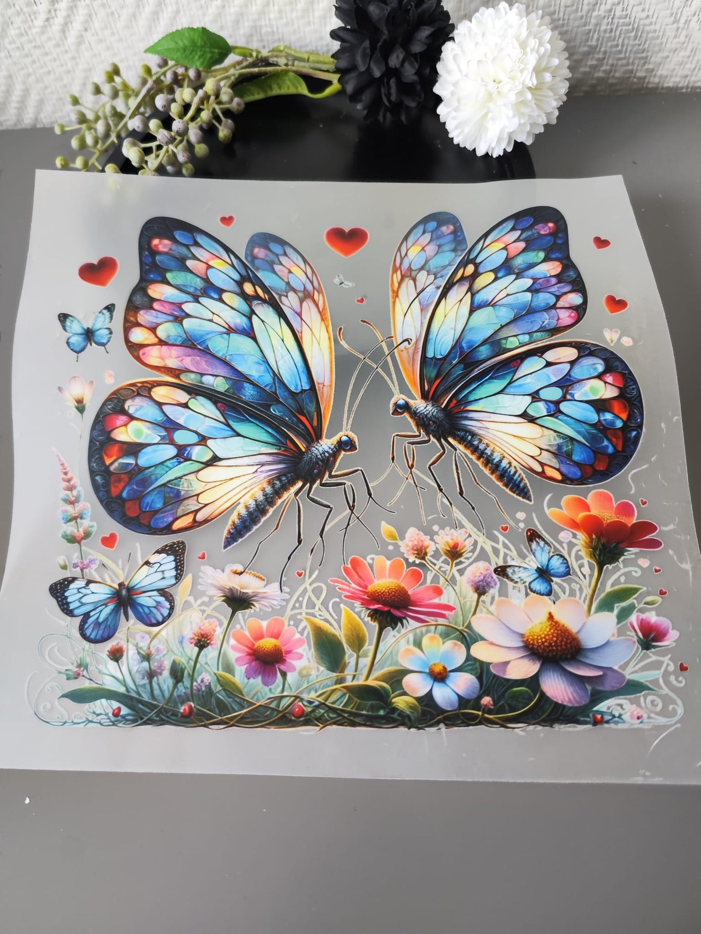 Schmetterlinge und Blumen HeatTransfer 10inch