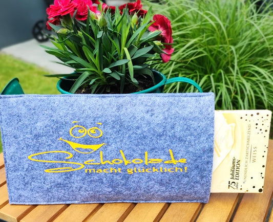 Filzhülle für Schokolade - mit Spruch & Charme