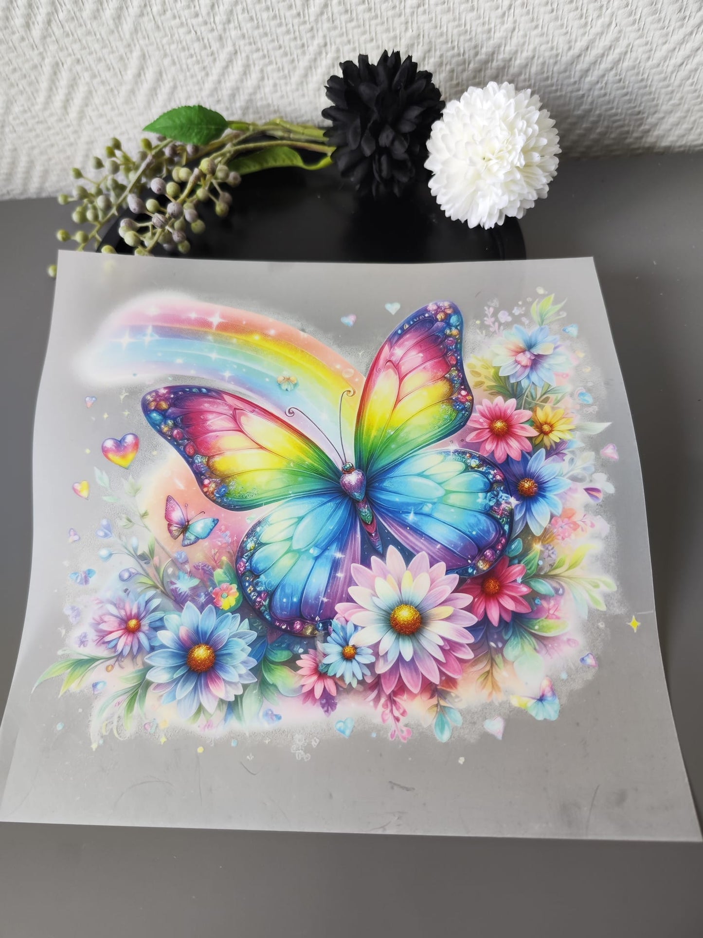 Schmetterlinge und Blumen HeatTransfer 10inch