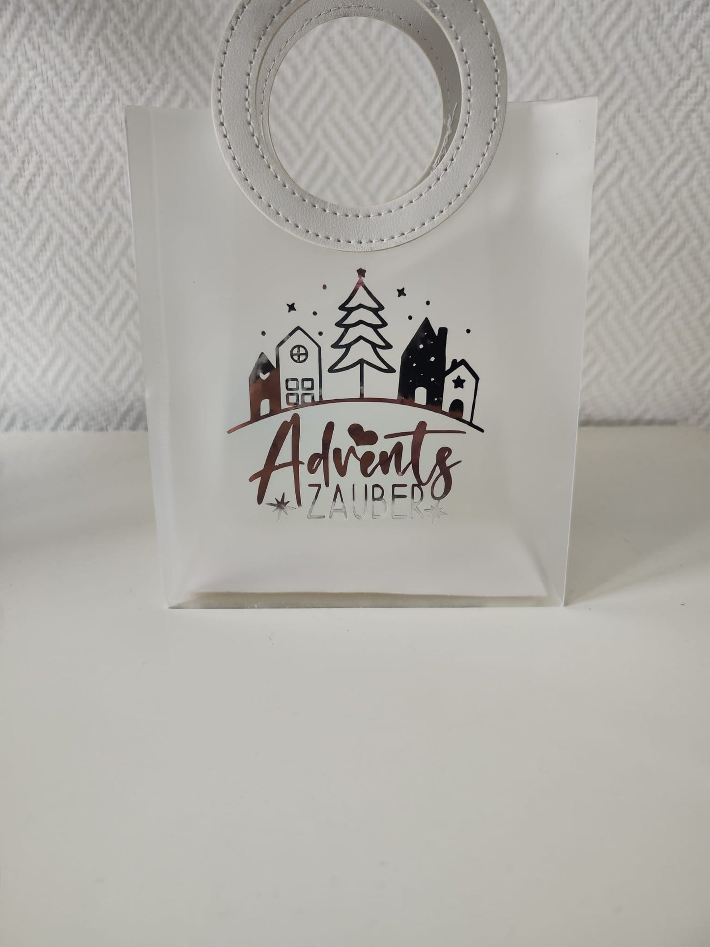 Geschenktasche Matt Kunststoff mit Kunstledergriff 19,5 x 8 x 17