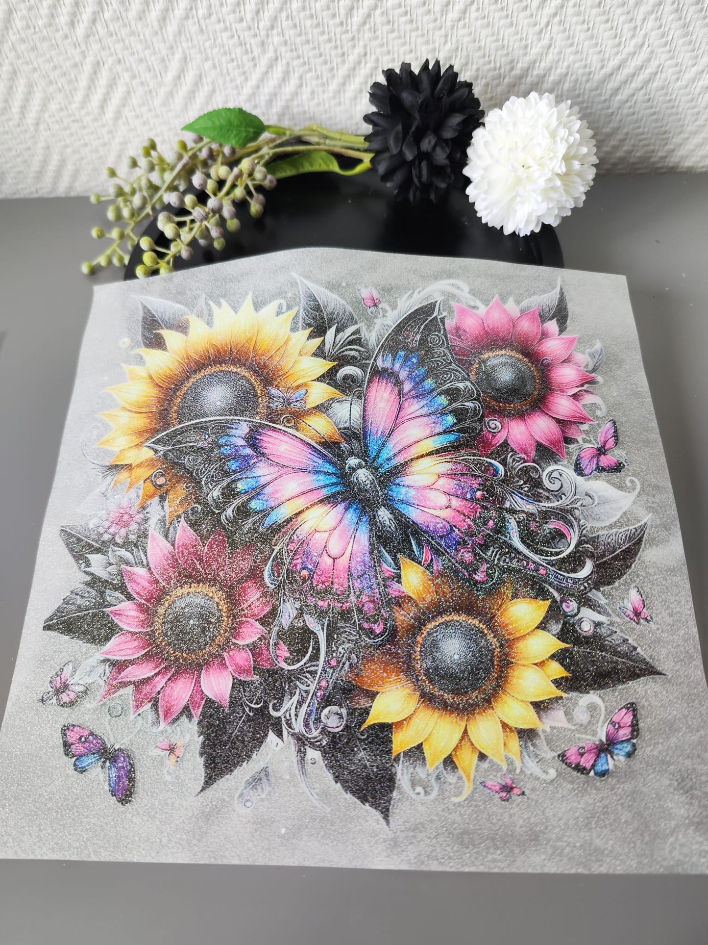 Schmetterlinge und Blumen HeatTransfer 10inch
