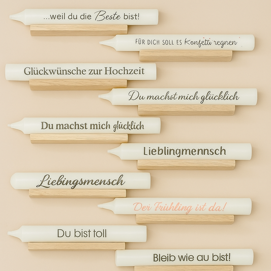 Stabkerze mit Botschaft