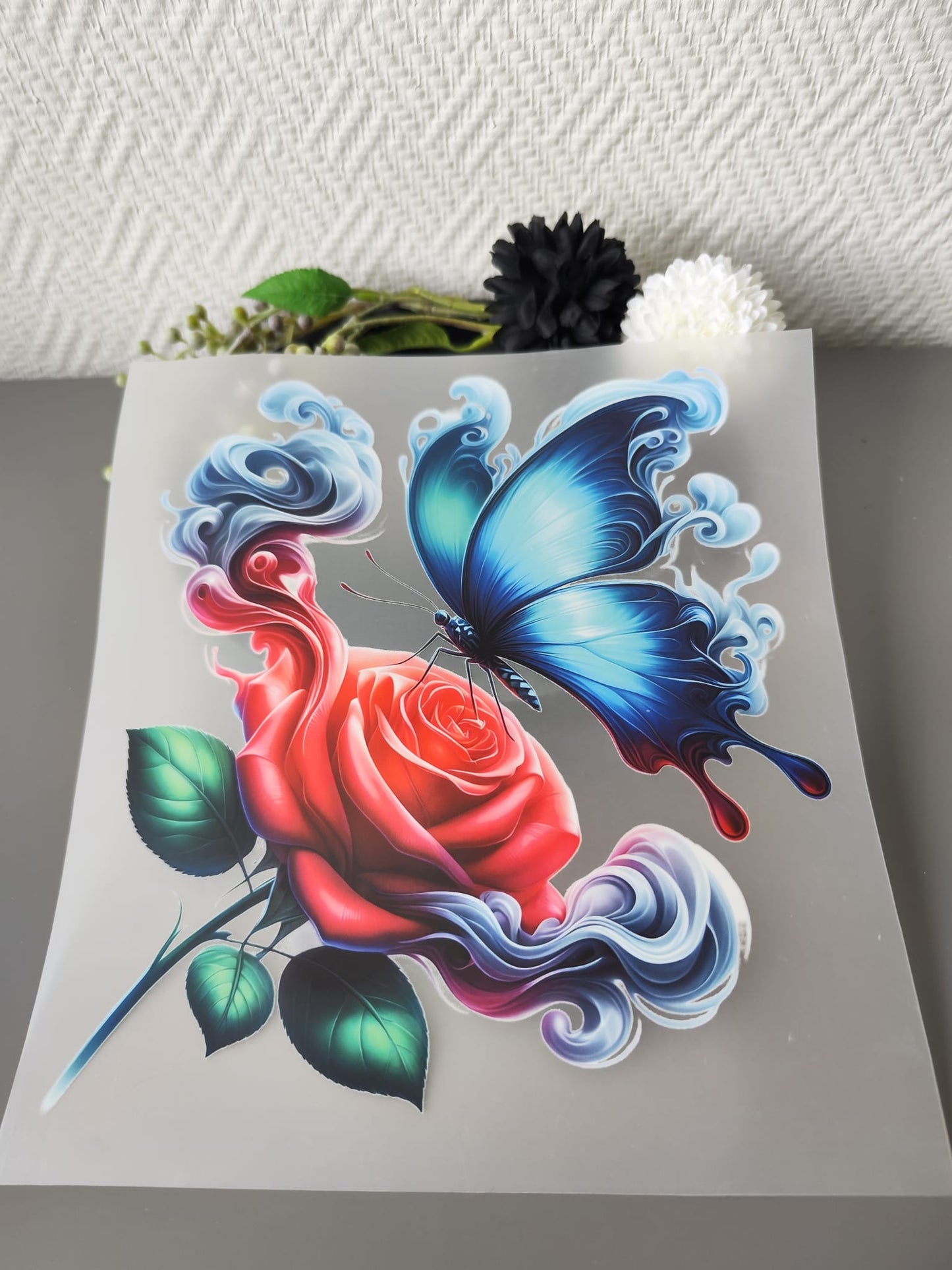 Schmetterlinge und Blumen HeatTransfer 10inch