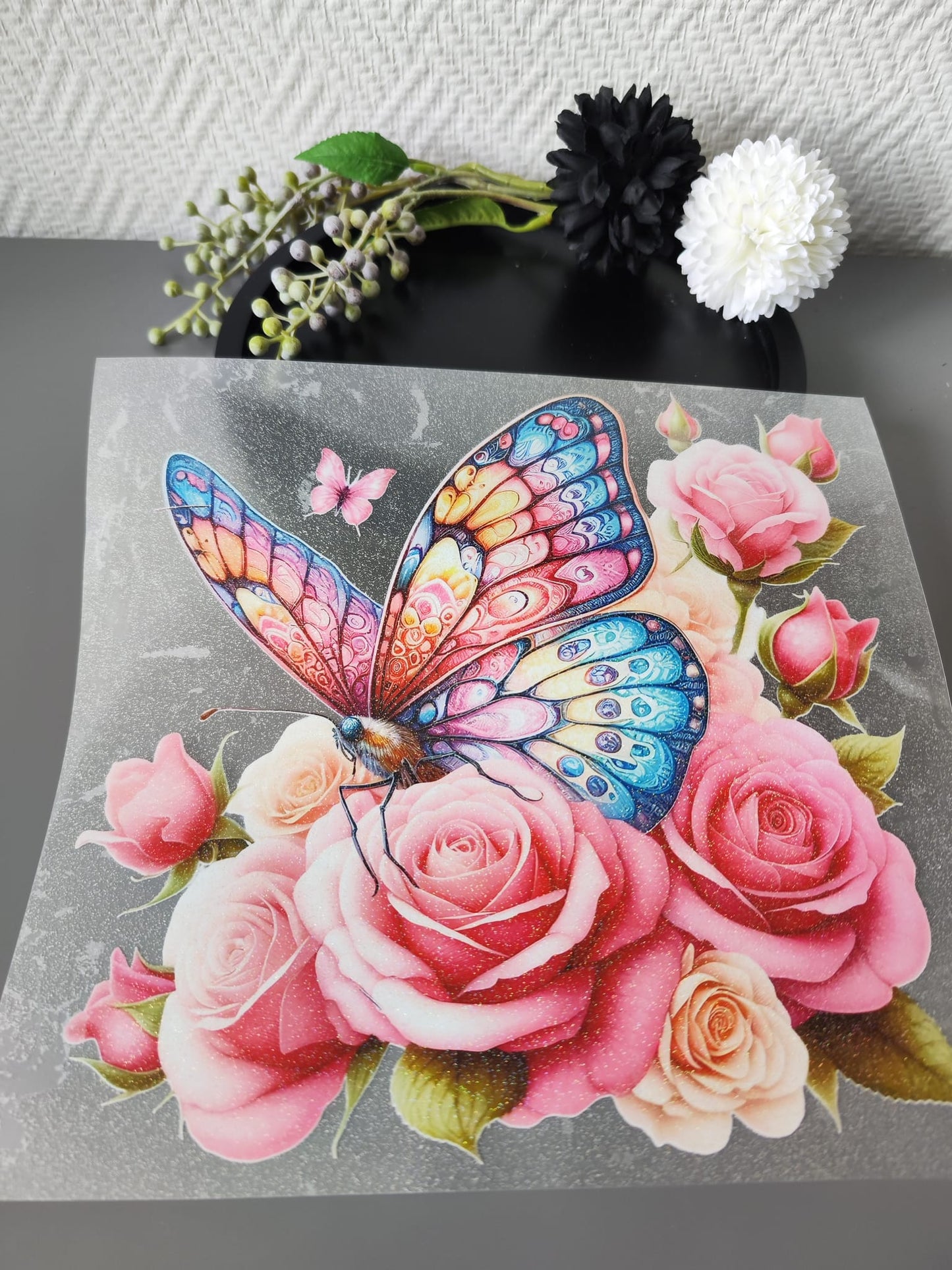 Schmetterlinge und Blumen HeatTransfer 10inch
