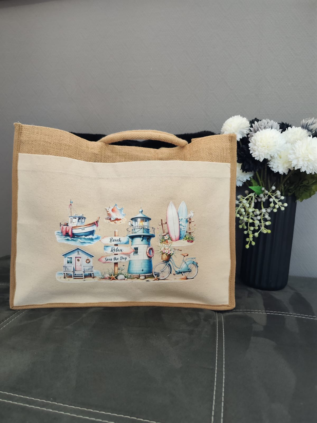 Jute Taschen mit Plott 42x33x19 oder Heat Transfer