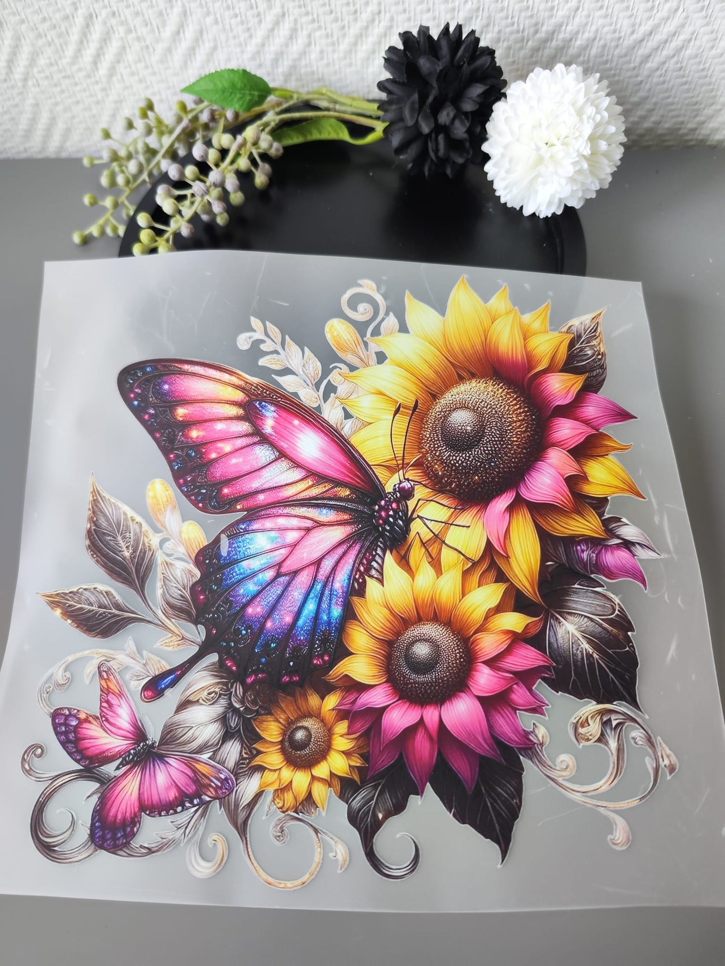 Schmetterlinge und Blumen HeatTransfer 10inch