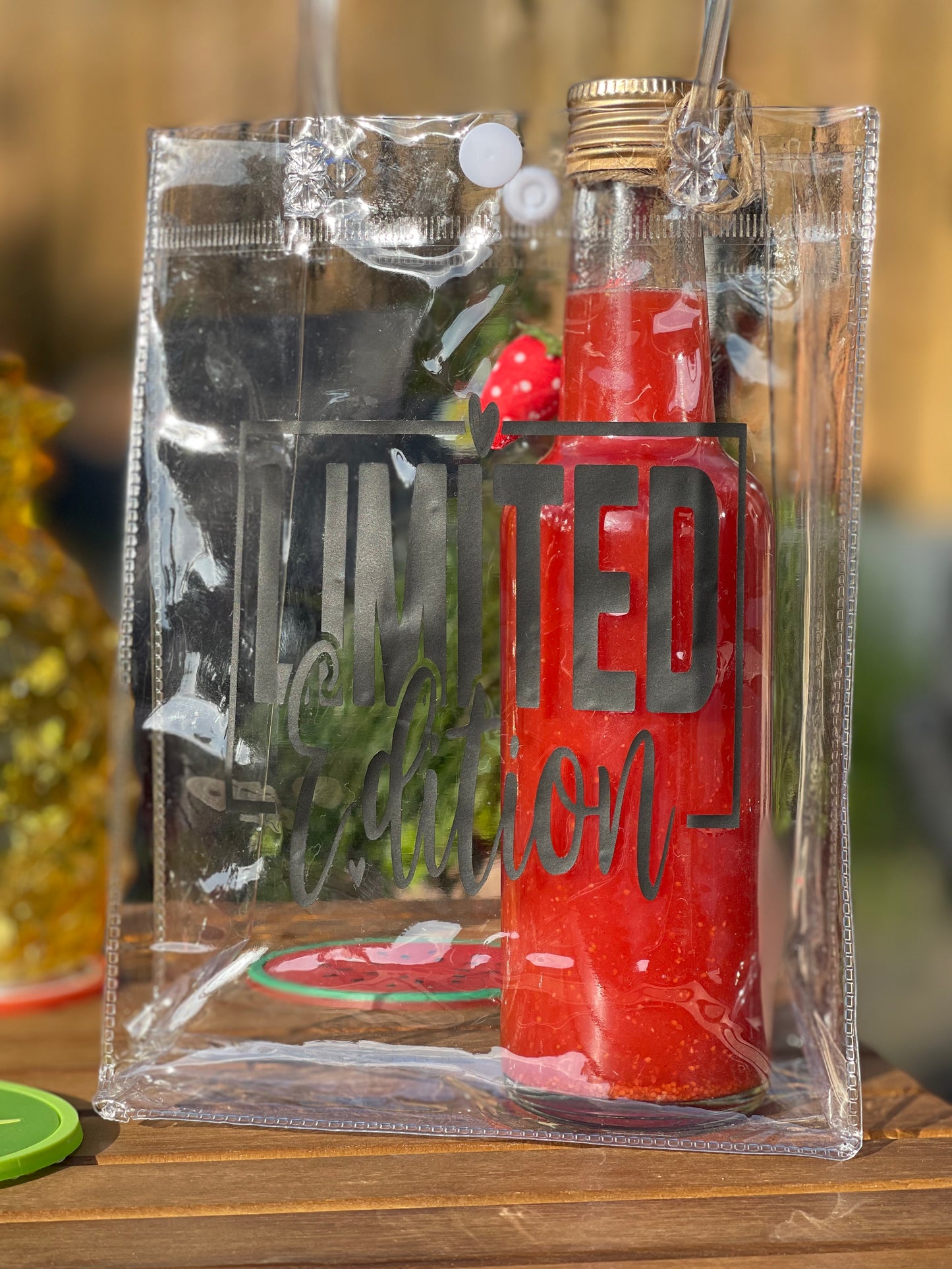 Transparente PVC - Geschenktasche mit Griff 15x7x20