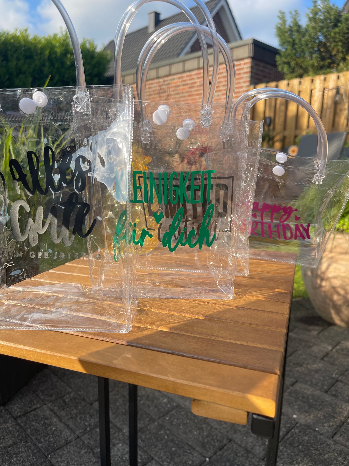 Transparente PVC - Geschenktasche mit Griff 15x7x20