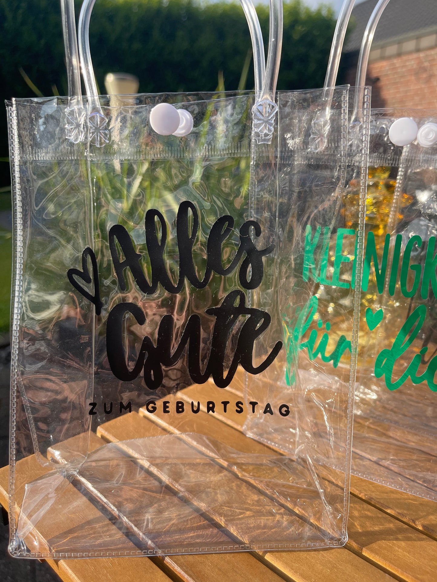 Transparente PVC - Geschenktasche mit Griff 15x7x20