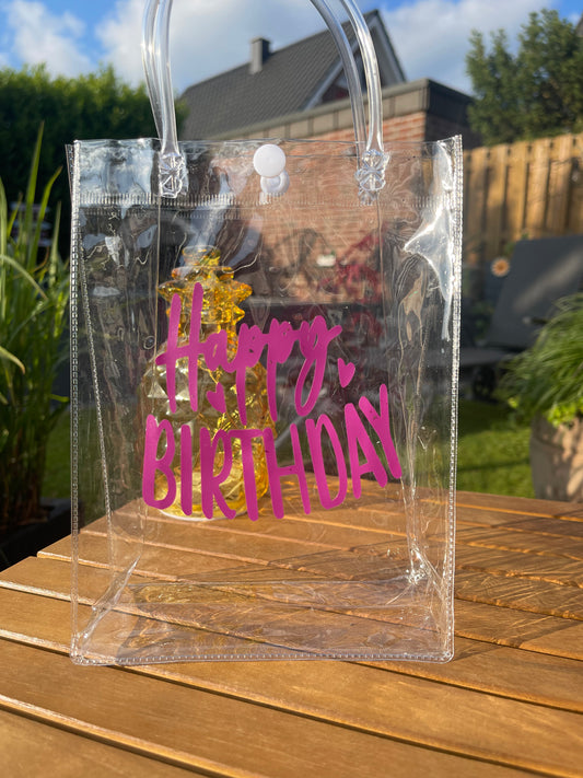 Transparente PVC - Geschenktasche mit Griff 15x7x20